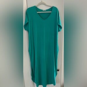 Bon Bom Teal V-Neck Maxi Dress